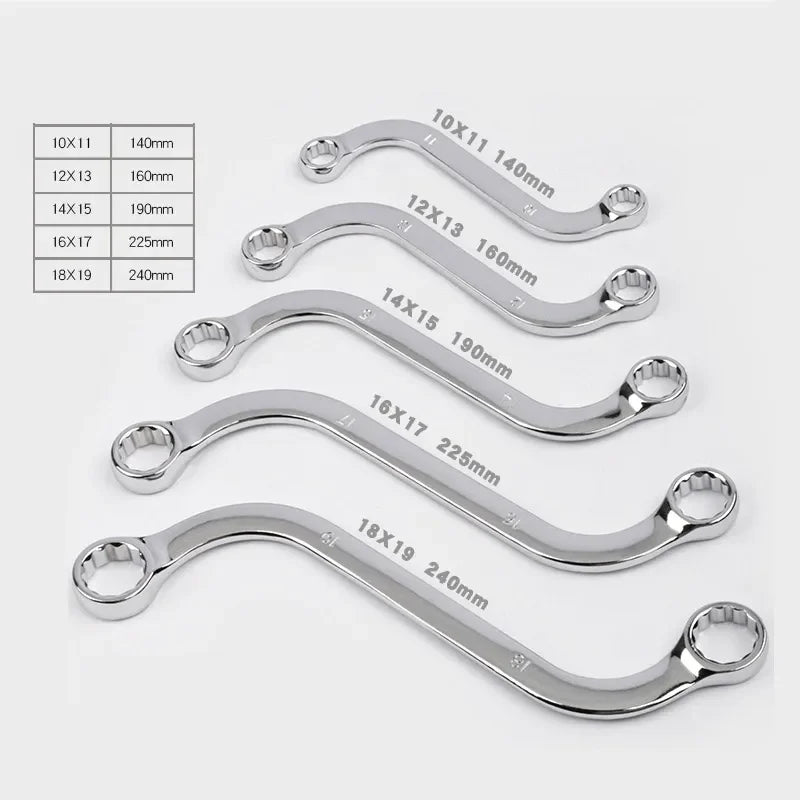 S Type Double Ended Allen Wrench 140-240MM Combination Ring Spanner Plum Plate Curved Machine Fastener Repair Tools