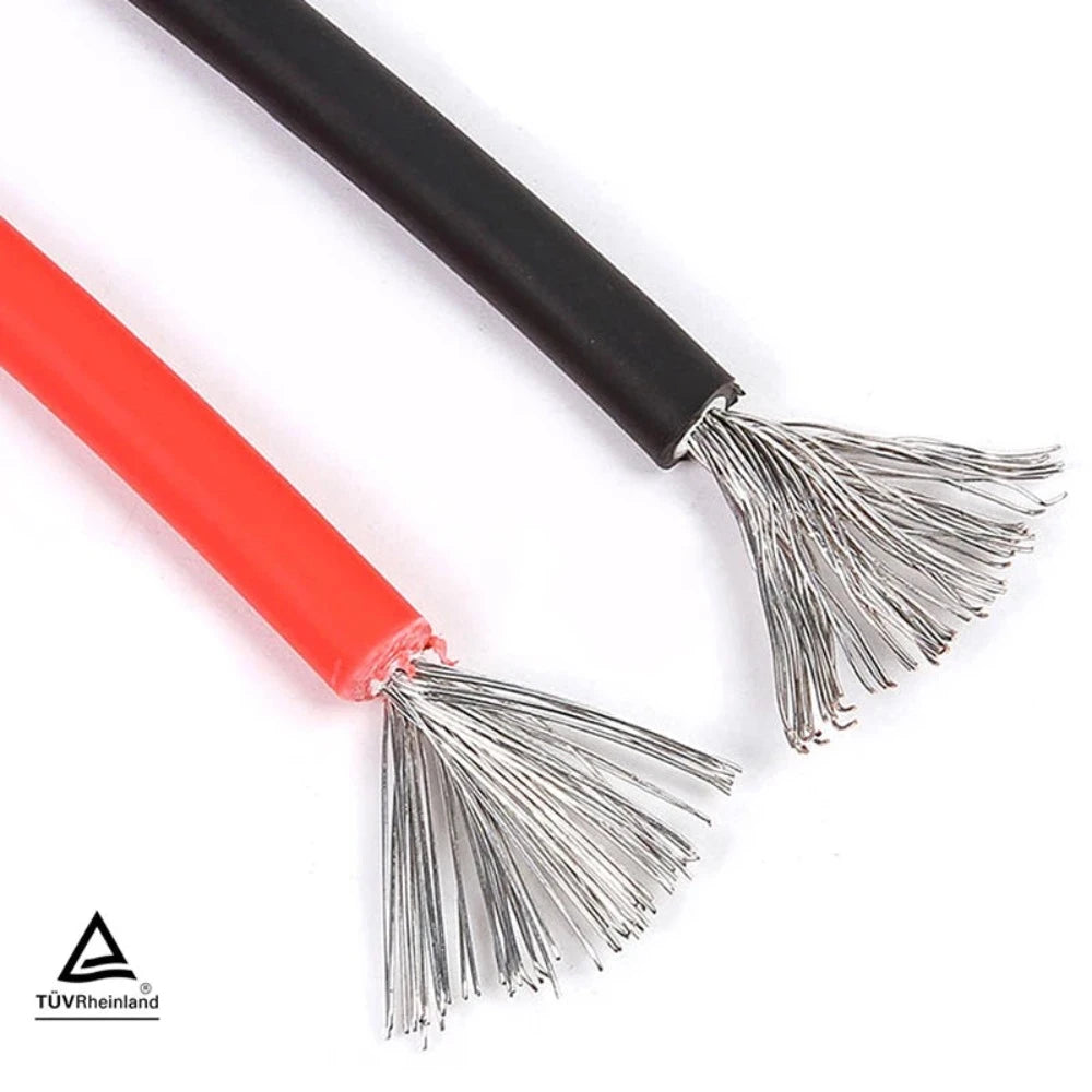 1 paire de câbles d'extension de panneau solaire, fil de cuivre 6 4 2.5 mm² 10 12 14 AWG noir et rouge avec connecteurs de fils solaires PV