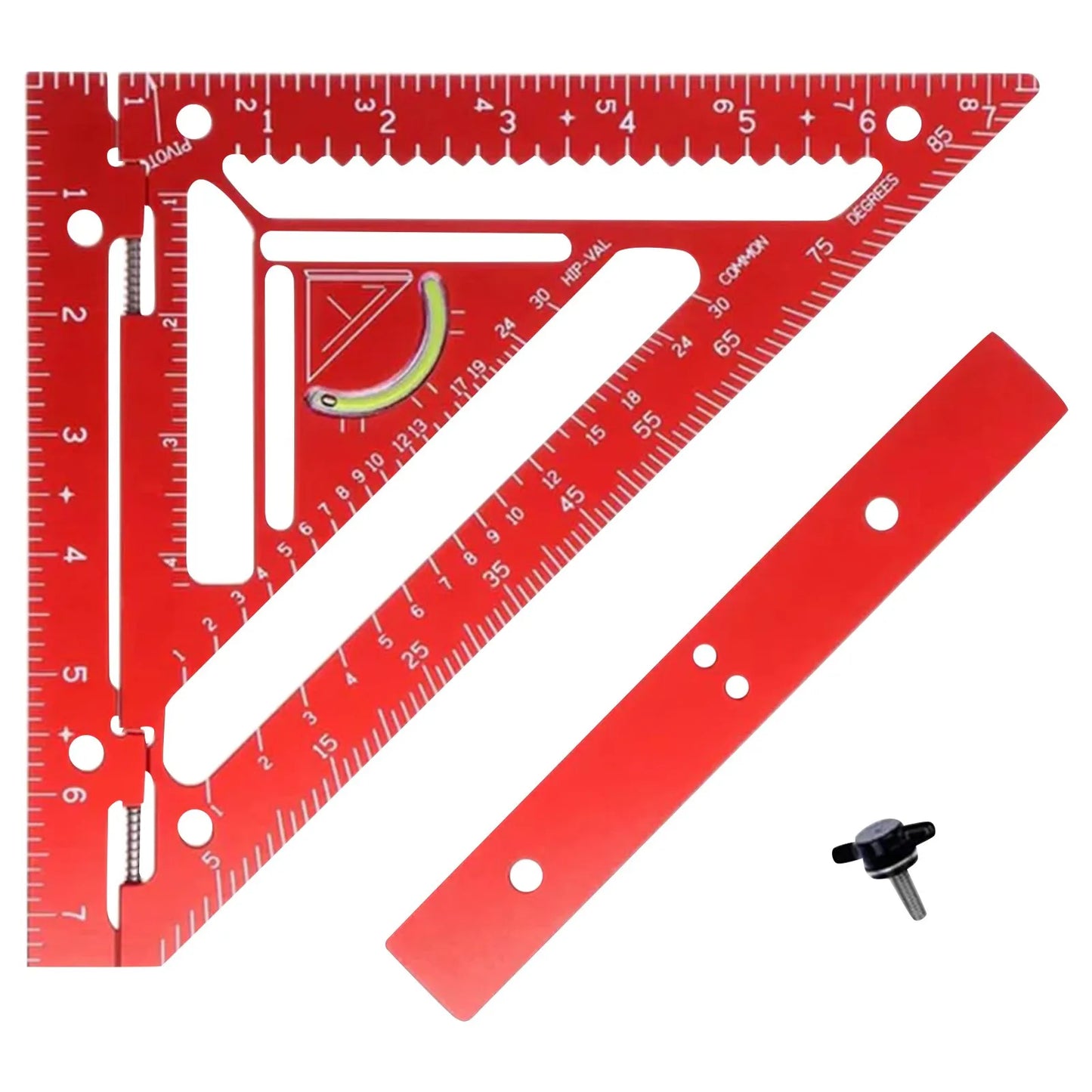 7-Inch Aluminum Rafter Square with Level - Carpenter Protractor & Ruler Measuring Tool