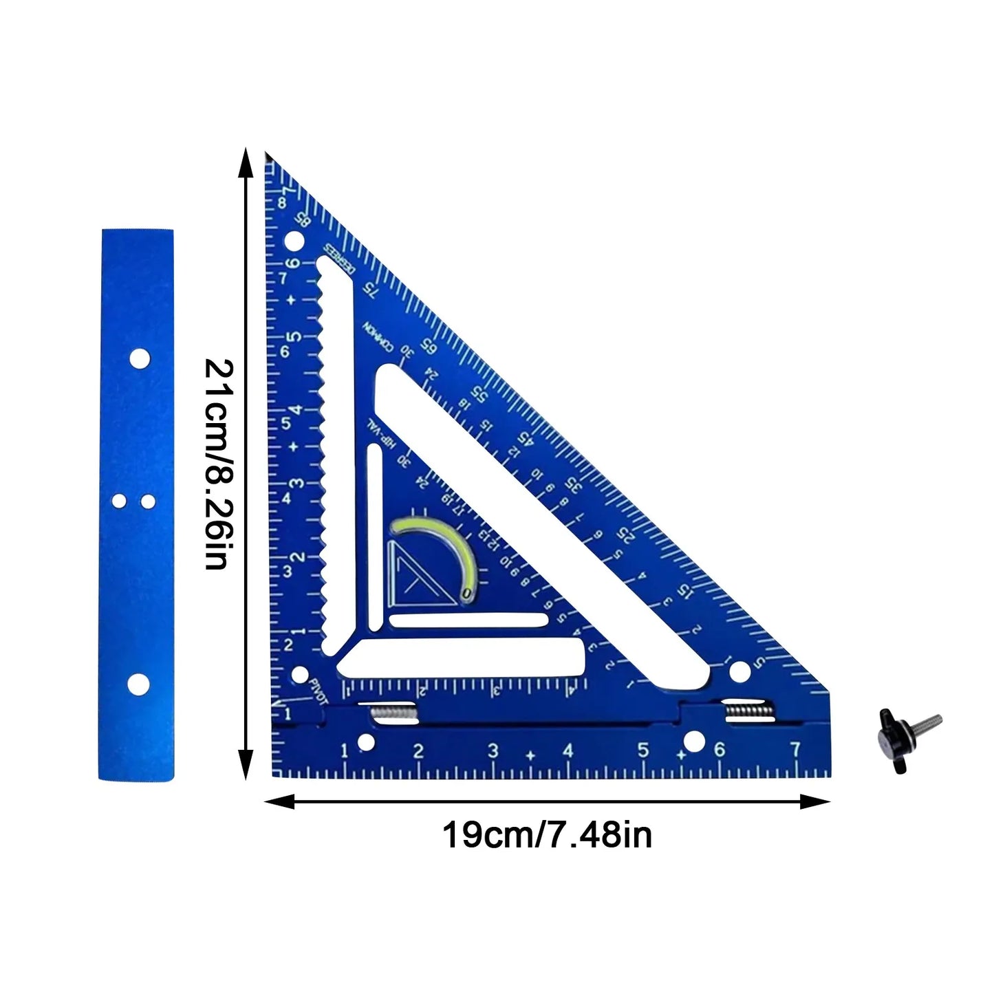 7-Inch Aluminum Rafter Square with Level - Carpenter Protractor & Ruler Measuring Tool