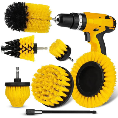 7-Piece Drill Brush Attachment Set, Cleaning Brush Tool Kit, Multi-Purpose Drill Brush with Extension Pole for Floor, Automotive