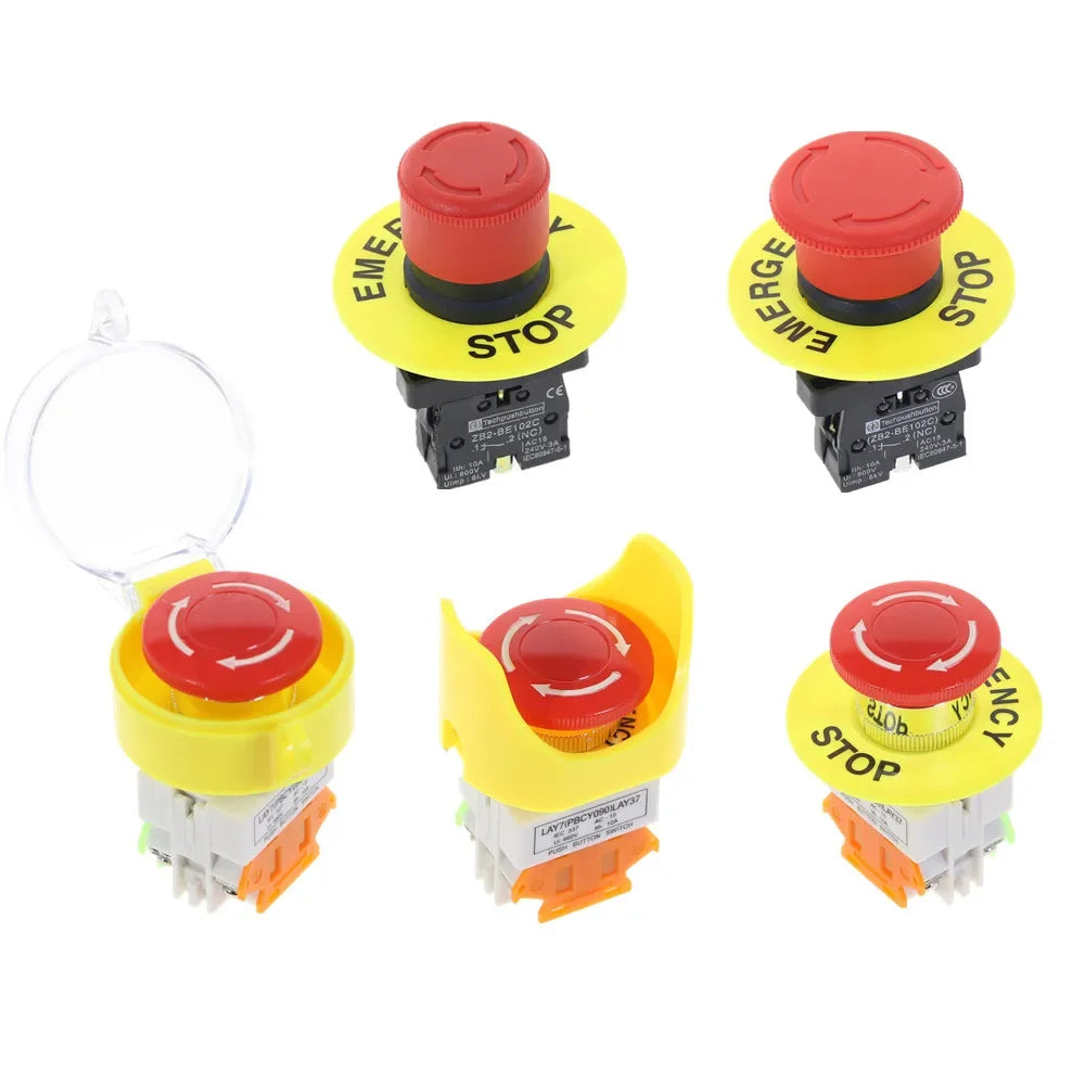 Red Mushroom Cap AC Emergency Stop Industrial Plastic Push Button Switch