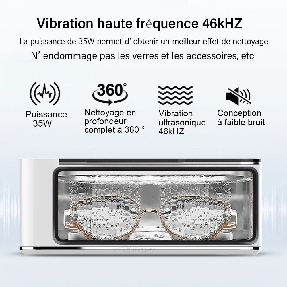 Ultraschallreiniger, 35 W, Ultraschall-Brillen-/Schmuckreiniger, 500 ml, Ultraschall-Reinigungsgerät, Ultraschall-Waschbad für Brillen