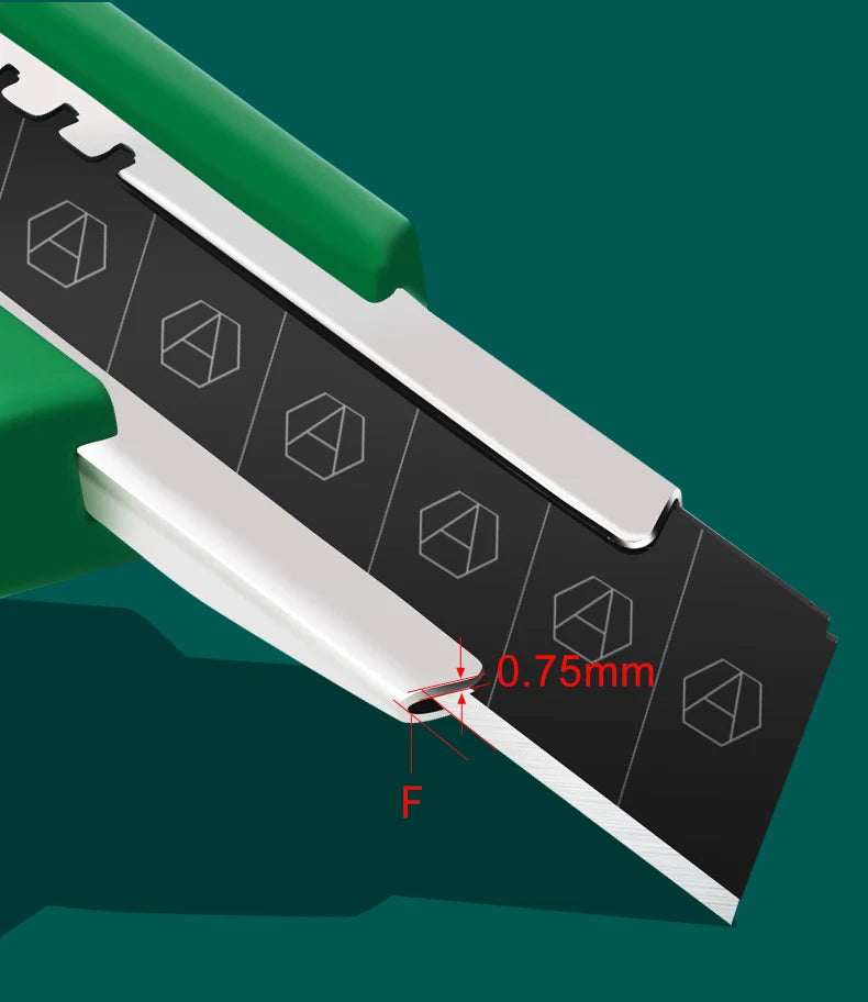 Robustes, einziehbares Universalmesser mit schwarzem Klingenhalter