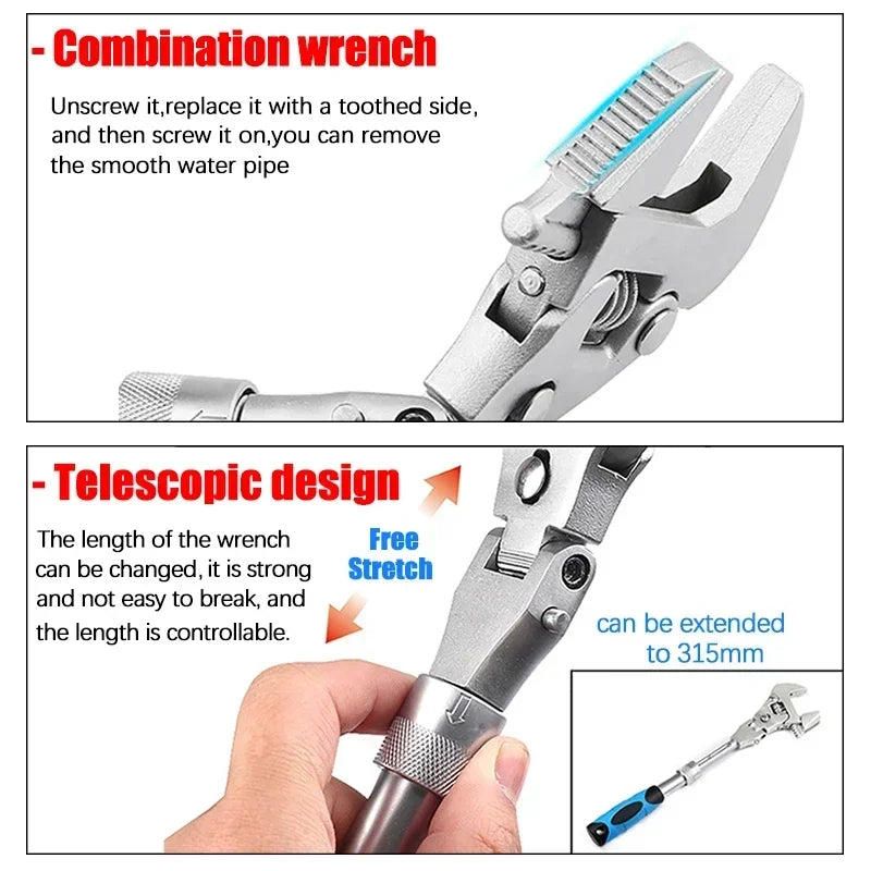 Universal 5-in-1 Ratcheting Wrench Set - Adjustable Torque & Folding Design