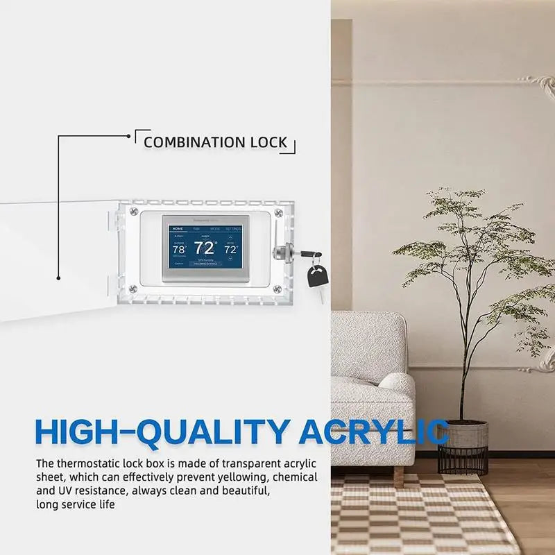 Universal Lockable Thermostat Cover Box – Transparent Protector with Key for Security