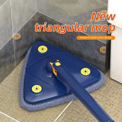 360° Rotatable Triangle Mop - Telescopic, Squeeze Wringing, Deep Cleaning for Ceiling & Wall