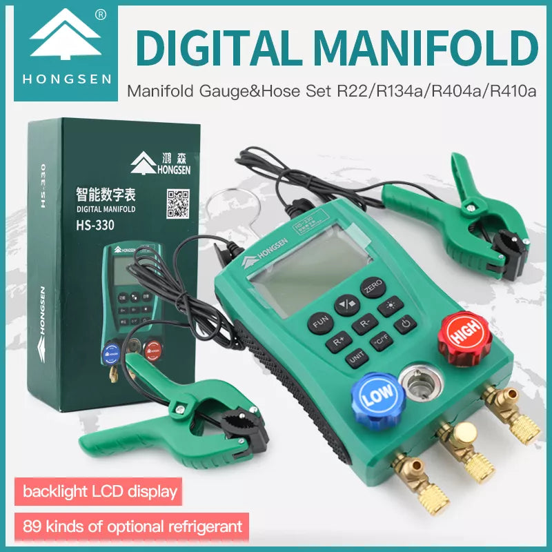 HS-330 Refrigeration Vacuum Gauge Digital Mainfold HVAC Air Conditoner Vacuum pressure Temperature Meter Tester