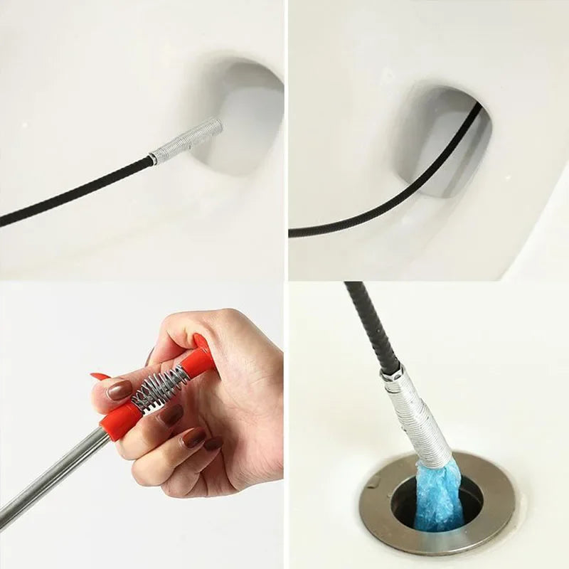 60cm Snake Spring Pipe Dredging Tool for Bathroom & Kitchen Cleaning