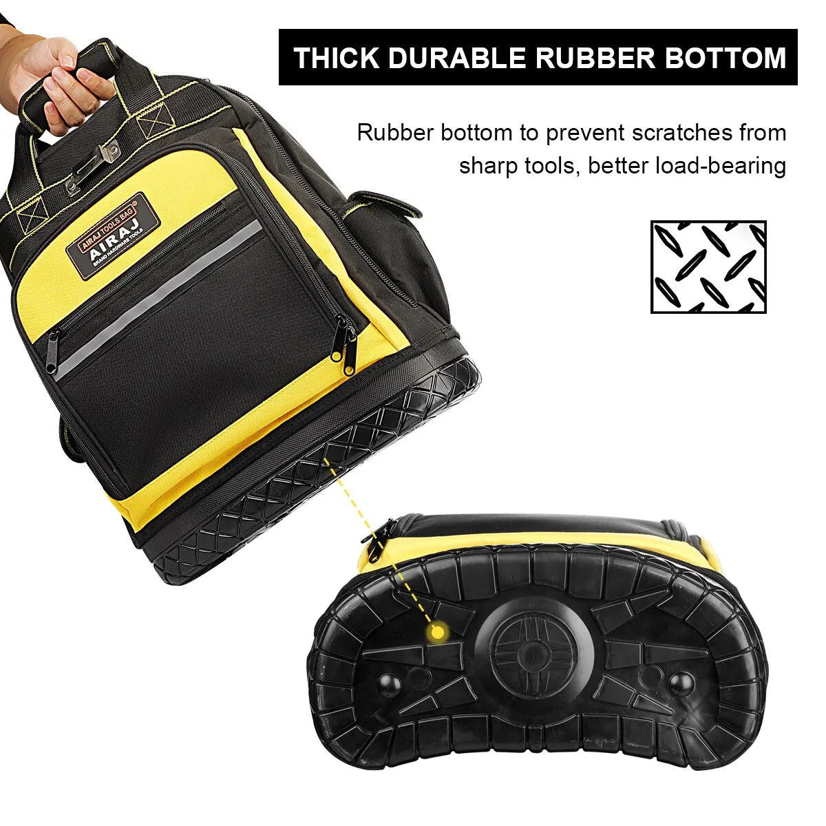 Waterproof Tool Backpack Tool Bag Rubber Base Heavy Duty Tool Organizer Electrician Plumber Maintenance Worker Tool Bags