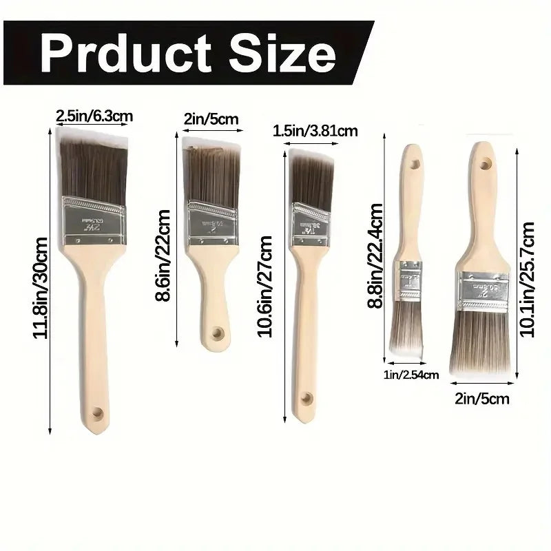 5pcs Paint Brush Set for Interior & Exterior Home Improvement with Corner Brushes for All Paint Types