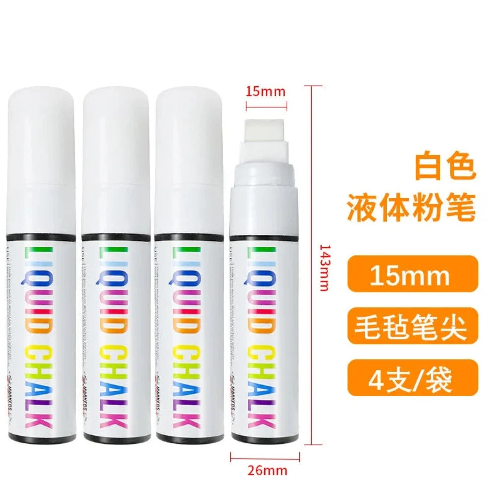 White Liquid Chalk Set White Board Pen Marking Pen Advertising LED Light Board Pen Water Erasable Marking Pen