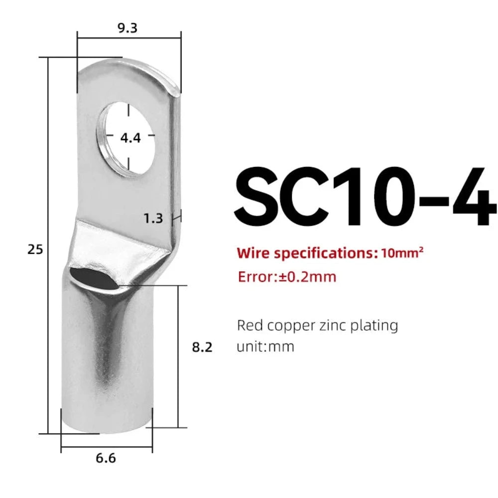 10 STÜCKE SC Typ Draht Nase Terminal SC16 SC25 SC35 16-35 mm² Crimp Draht Nase Terminal Kabel Stecker Verzinnt Kabelschuh 6-2AWG