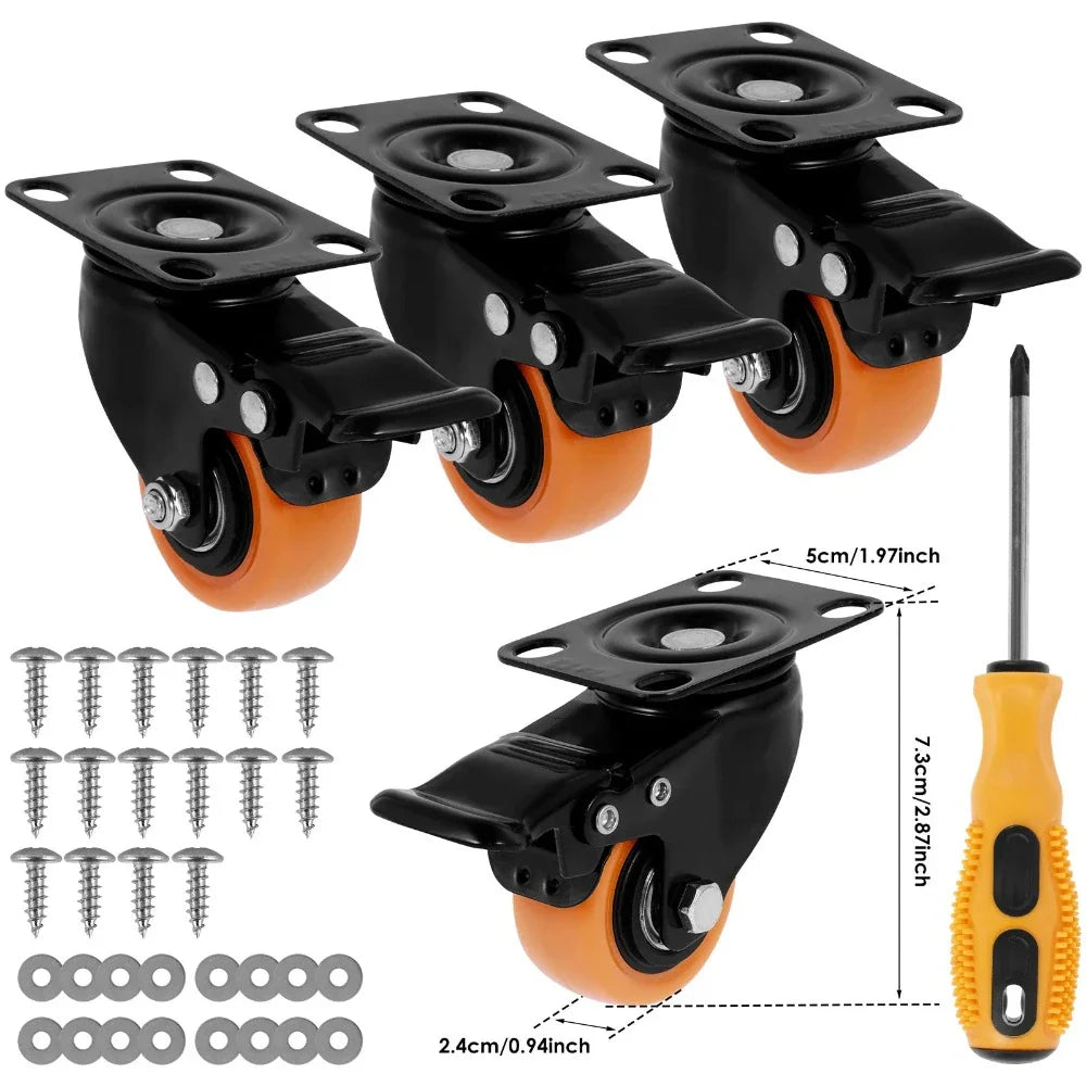 Ruote Universali Girevoli per Mobili con Freno e Gomma Morbida