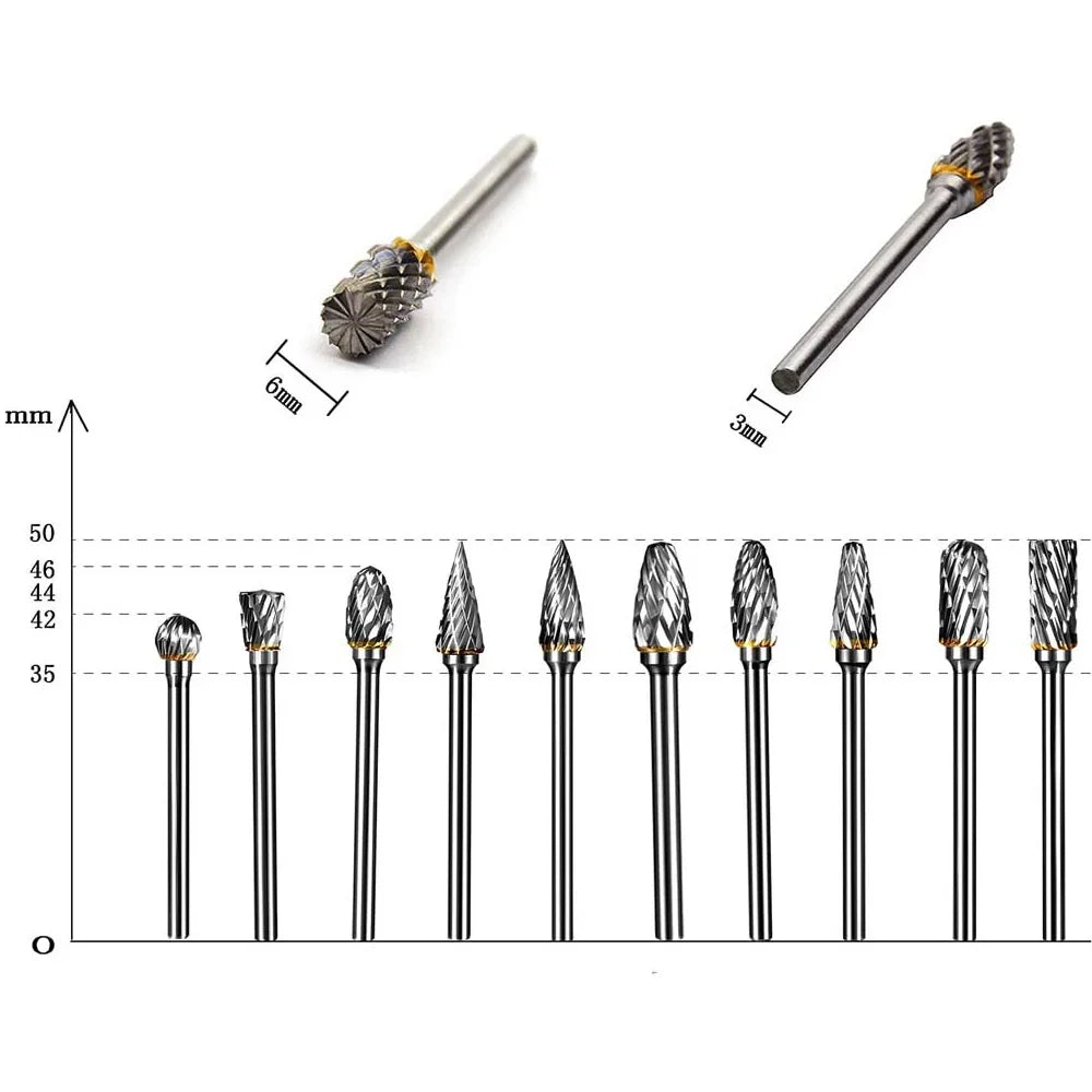 Set di Frese in Acciaio al Tungsteno: Strumento Versatile per Incisione e Levigatura