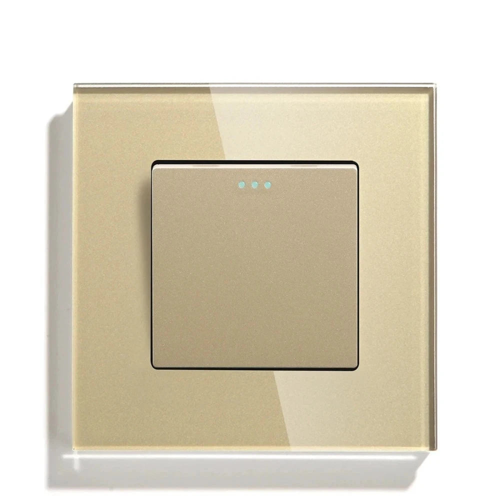 Mechanical Wall Light Switch Button Switch 1/2/3Gang 1Way Crystal Glass Panel Power Switch Switch On Off 250V White Black