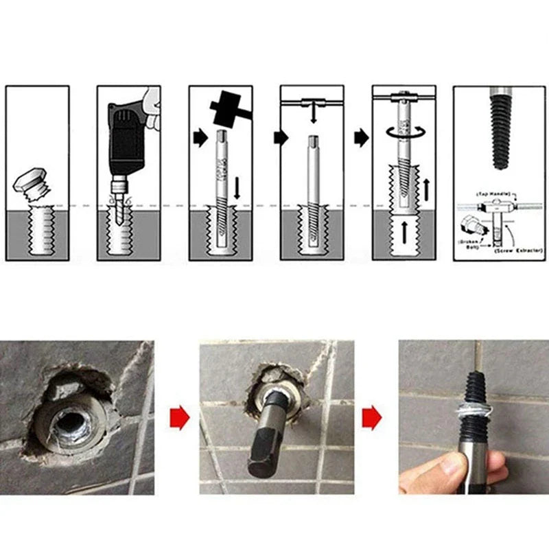 5-Piece Carbon Steel Screw Extractor Set - (Durable,&Easy to Use)