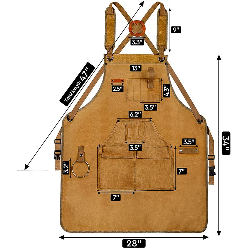 Grembiule in Tela Multiuso per Professionisti con Tasche per Attrezzi