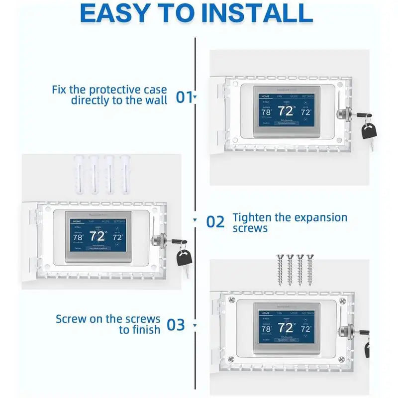 Universal Lockable Thermostat Cover Box – Transparent Protector with Key for Security