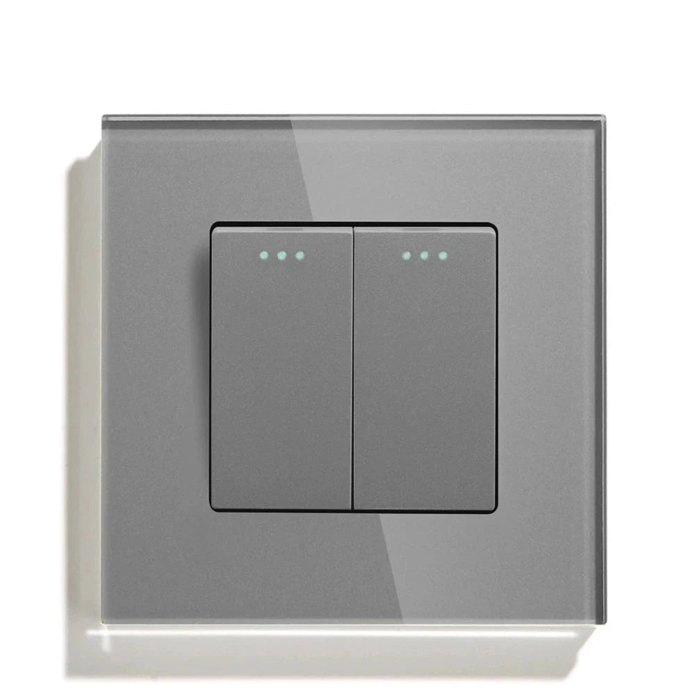 Mechanical Wall Light Switch Button Switch 1/2/3Gang 1Way Crystal Glass Panel Power Switch Switch On Off 250V White Black