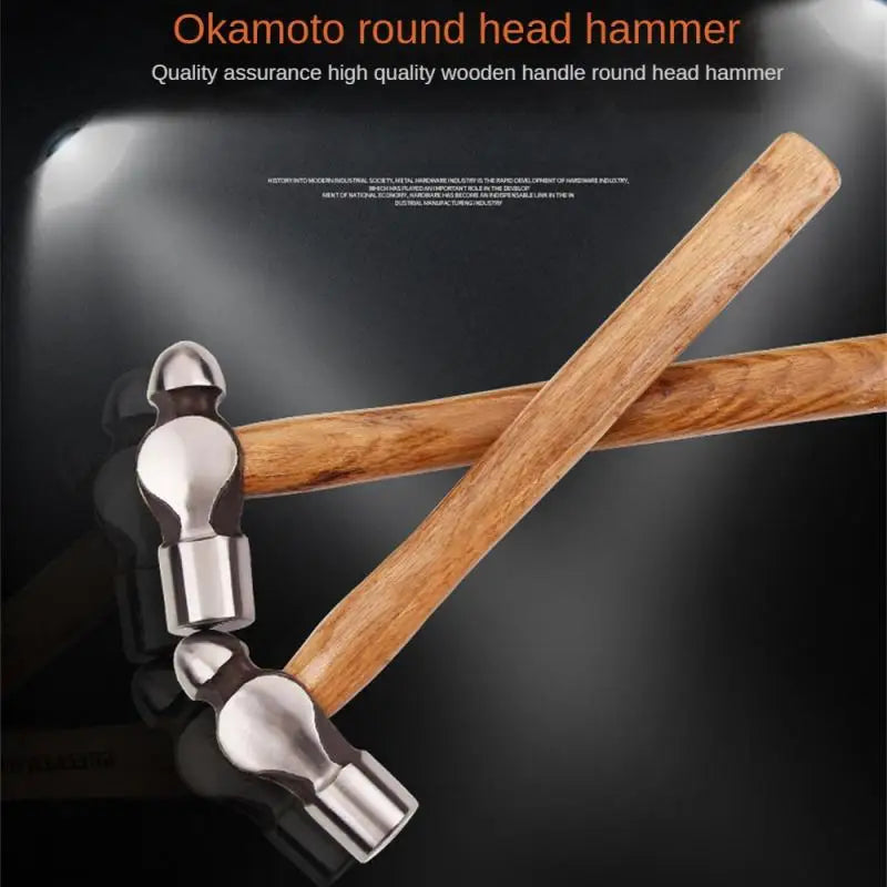 High-Carbon Steel Ball Peen Hammer & Shockproof Wood Handle