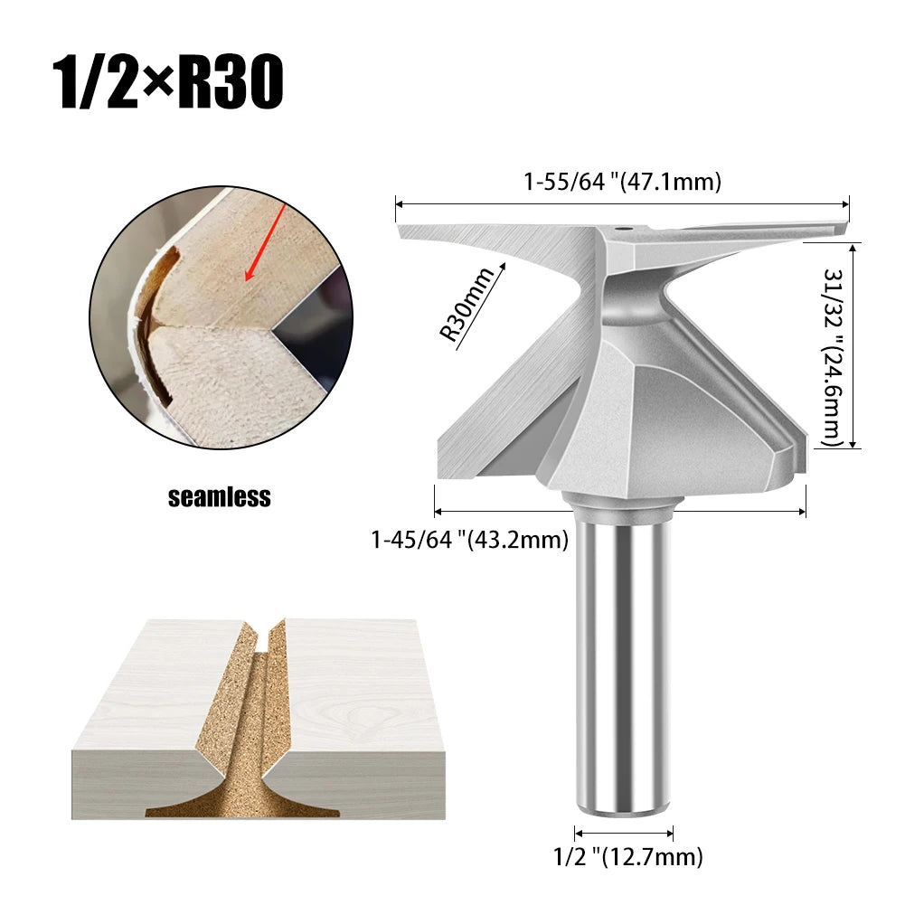 R18/R30/R50 1/2-Inch Shank Arc Bending Router Bit - Woodworking Milling Cutter for Precision Carpentry