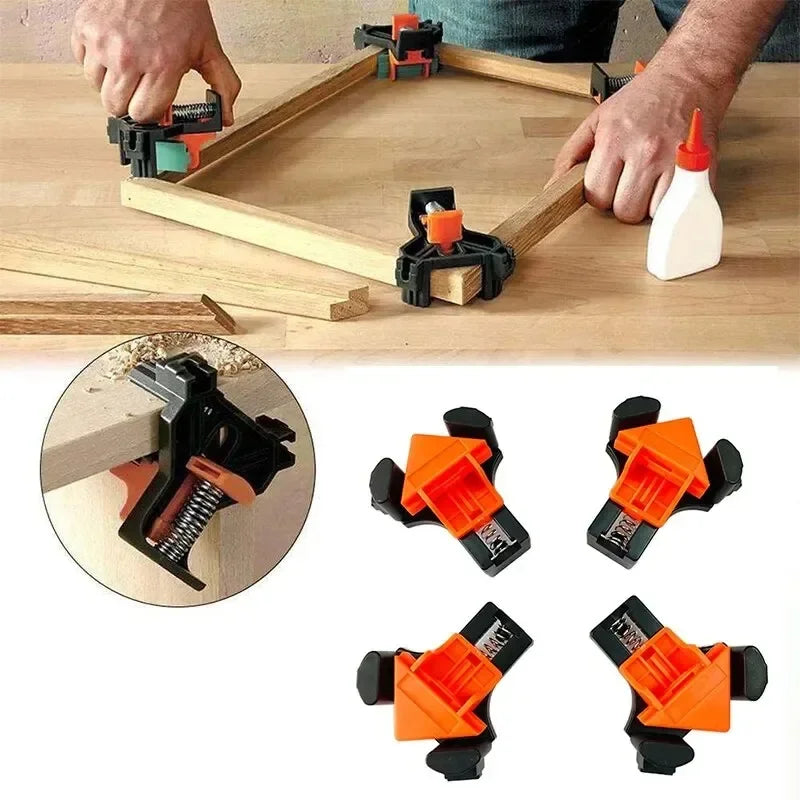 Adjustable 90° Right Angle Clamps for Woodworking Projects and Picture Frames - 4 PCS Woodworking Angle Clamp Holder