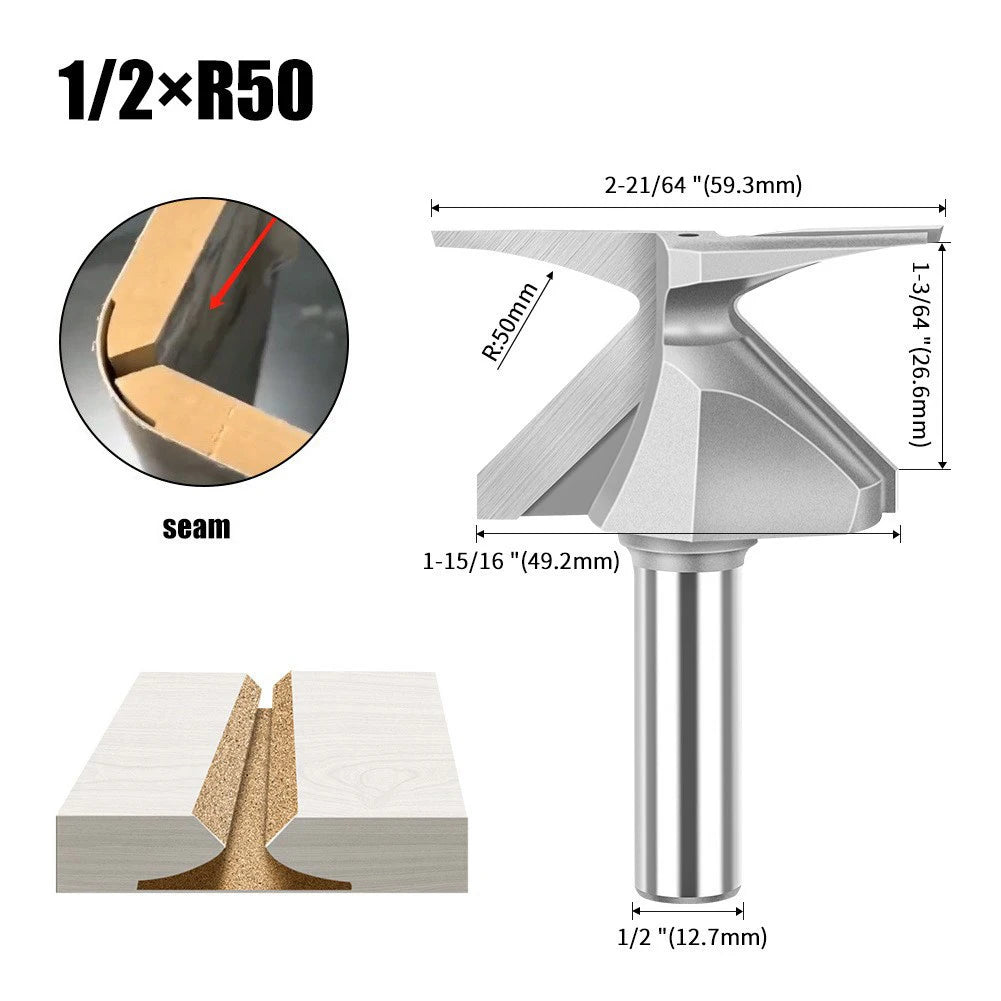 R18/R30/R50 1/2-Inch Shank Arc Bending Router Bit - Woodworking Milling Cutter for Precision Carpentry