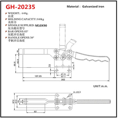 Morsetto Orizzontale GH-20235 per Applicazioni Pesanti