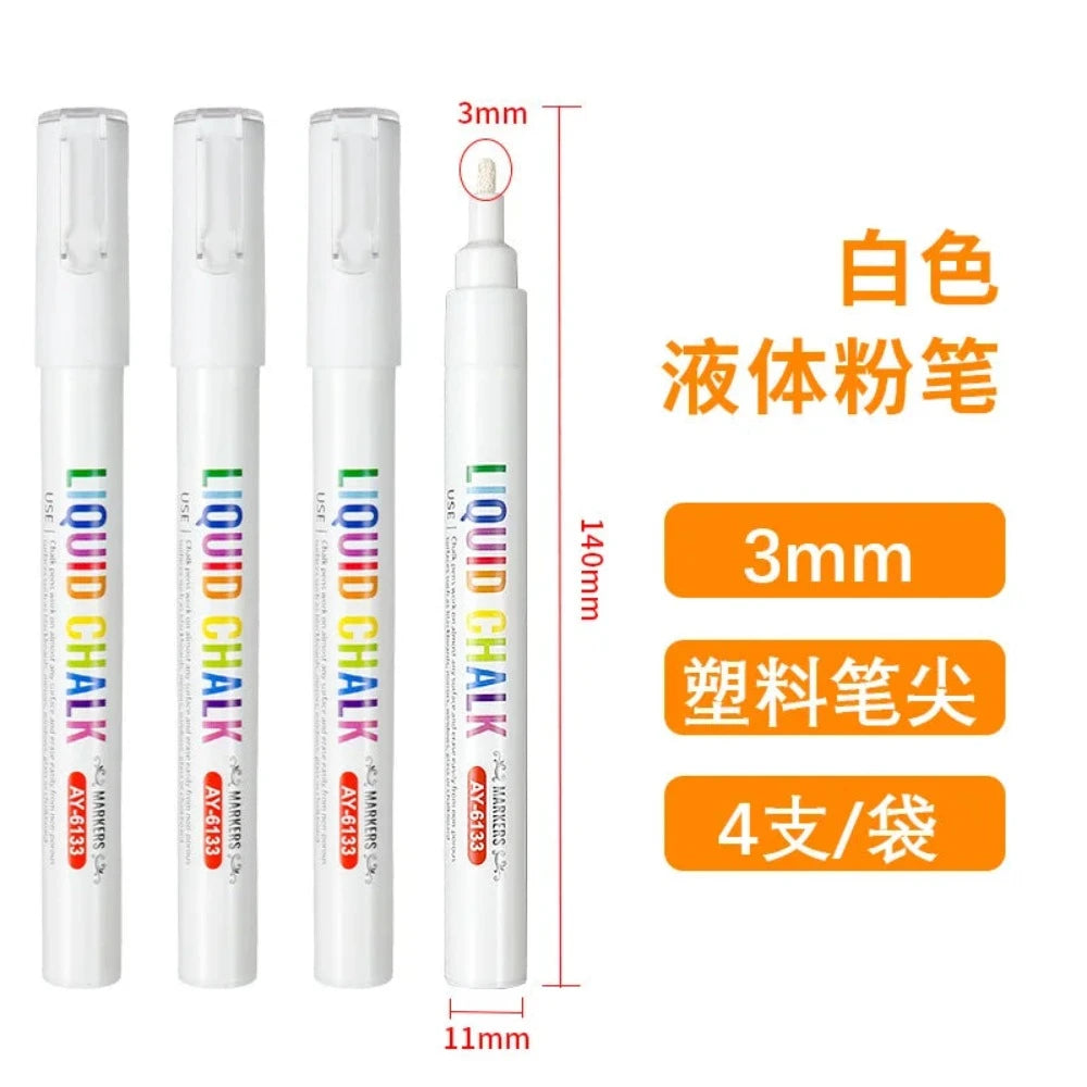 White Liquid Chalk Set White Board Pen Marking Pen Advertising LED Light Board Pen Water Erasable Marking Pen