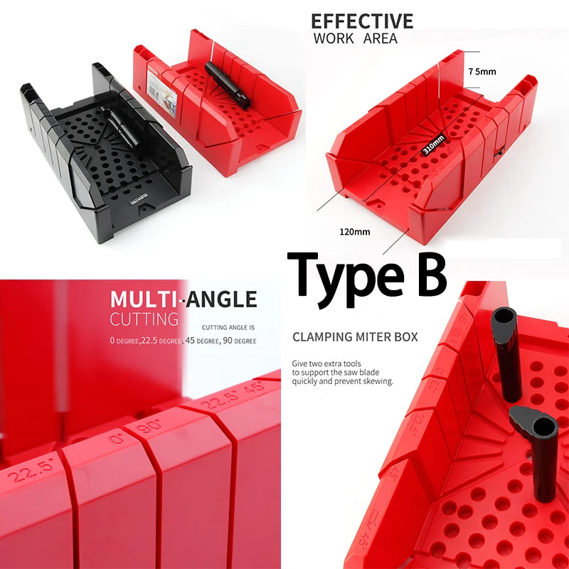 Woodworking Angle Cutting Miter Saw Box - 22.5/45/90 Degree