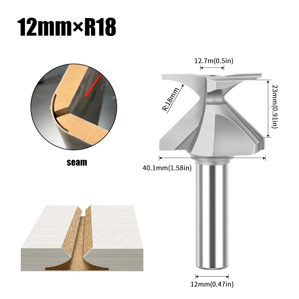 R18/R30/R50 1/2-Inch Shank Arc Bending Router Bit - Woodworking Milling Cutter for Precision Carpentry