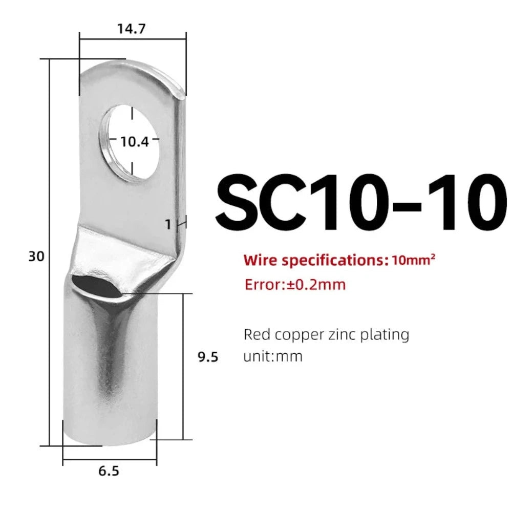 10 STÜCKE SC Typ Draht Nase Terminal SC16 SC25 SC35 16-35 mm² Crimp Draht Nase Terminal Kabel Stecker Verzinnt Kabelschuh 6-2AWG