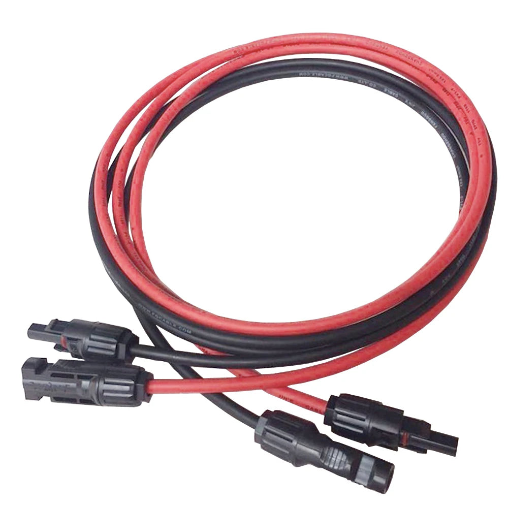 1 paire de câbles d'extension de panneau solaire, fil de cuivre 6 4 2.5 mm² 10 12 14 AWG noir et rouge avec connecteurs de fils solaires PV