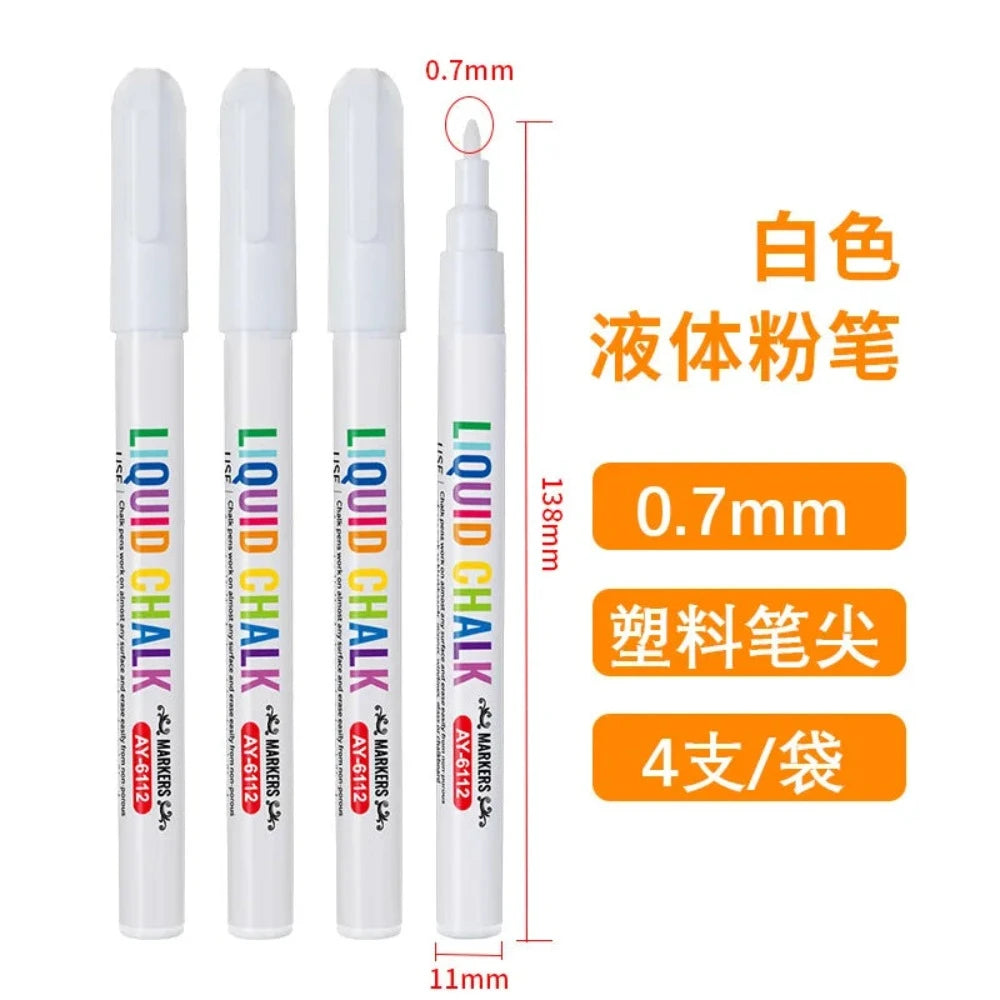 White Liquid Chalk Set White Board Pen Marking Pen Advertising LED Light Board Pen Water Erasable Marking Pen