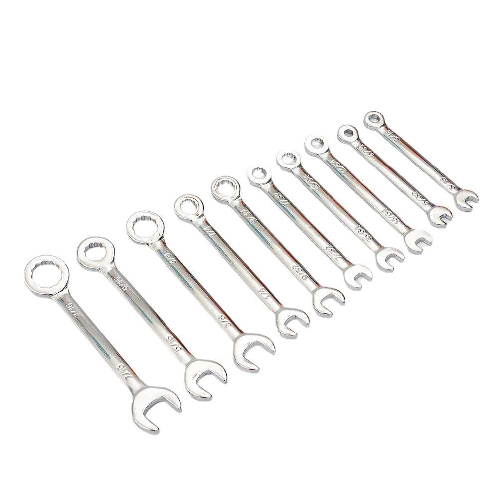 10pcs Combination Spanner Set Small Wrench Metric / SAE Imperial Wrench Set Portable Power Tool Ratchet Wrench Car Repair Tools