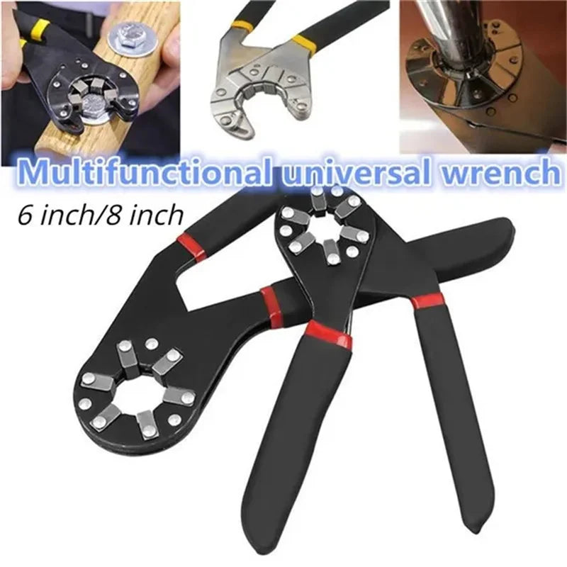 6/8 Inch Multifunctional Adjustable Wrench - Universal Hex Torque and Repair Tool