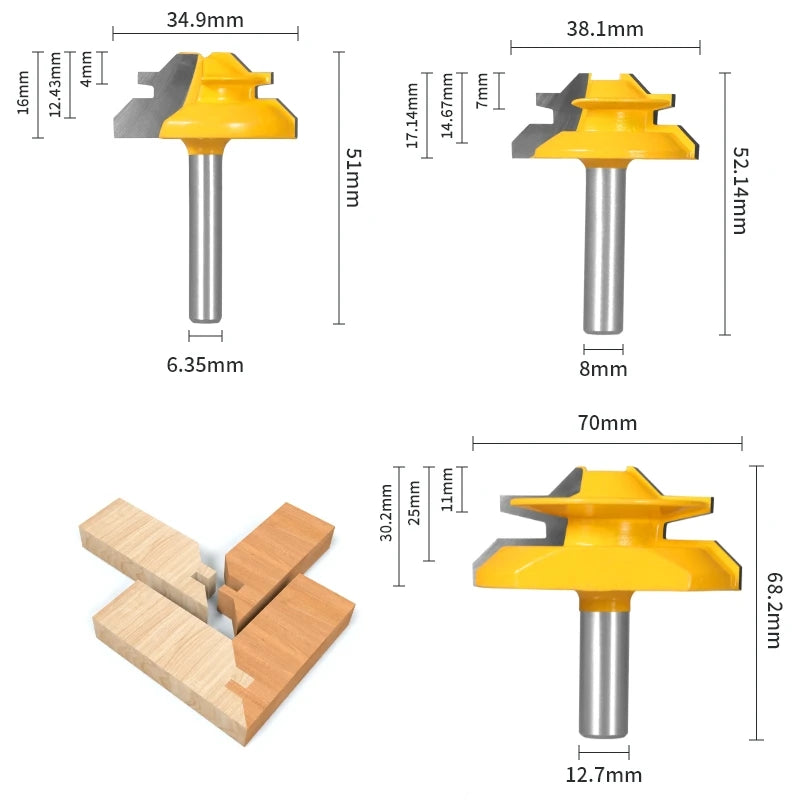 45° Degree Lock Miter Router Bit for Precision Woodworking and Milling