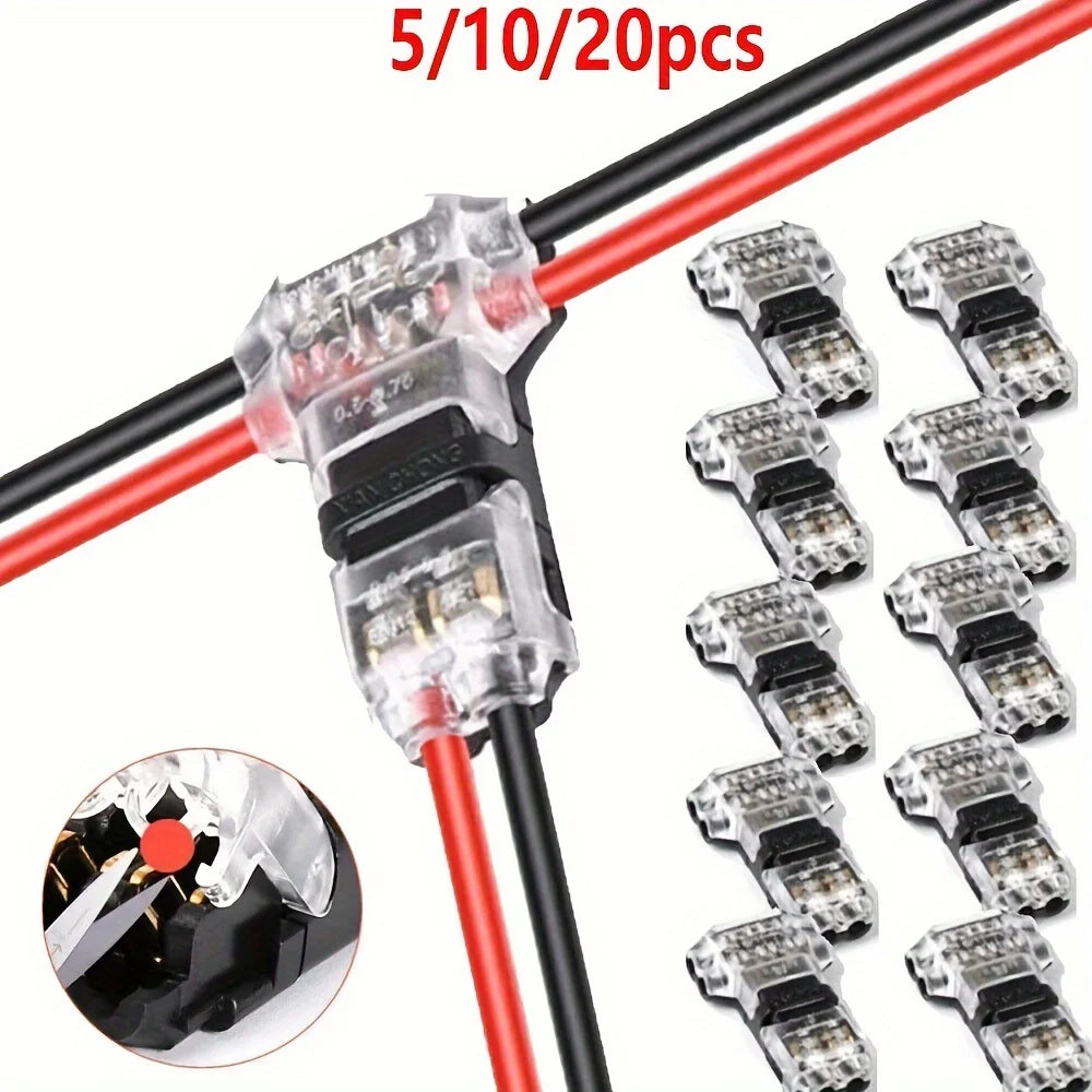 No-Solder Quick Terminal Connector – Wire Cable Snap-In T2 Plug