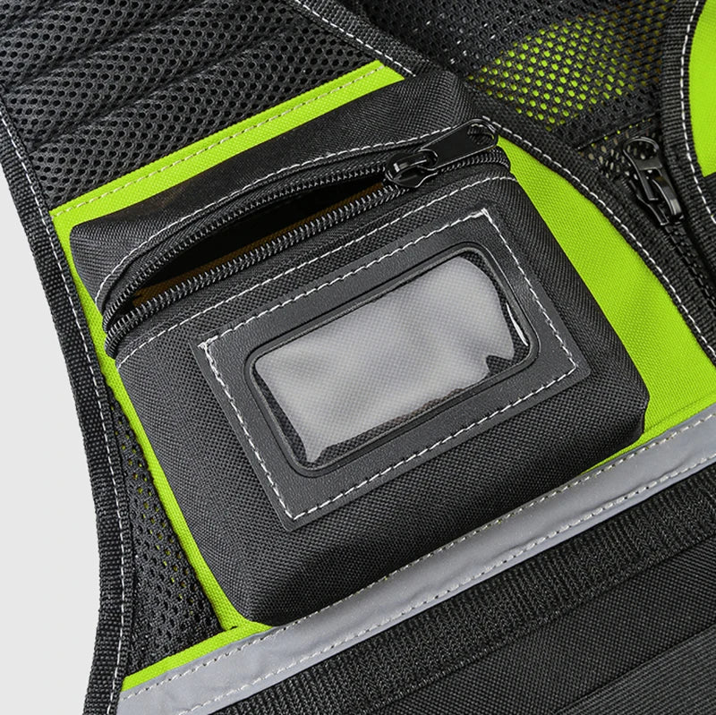 Heavy-Duty Reflective Tool Vest: Multi-Pocket Safety Vest for Electricians and Workers