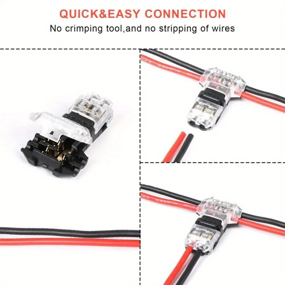 No-Solder Quick Terminal Connector – Wire Cable Snap-In T2 Plug