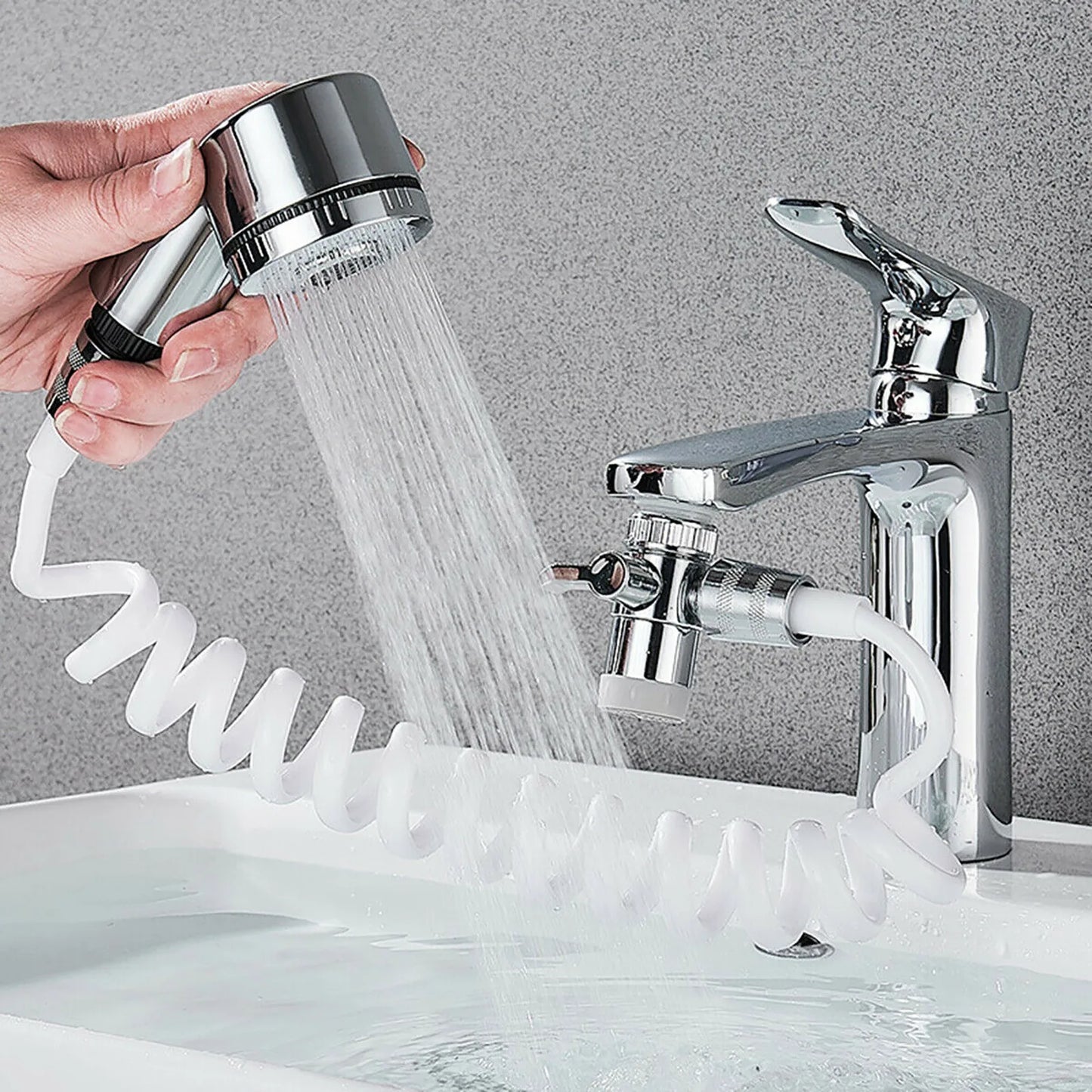 Adjustable Bathroom Sink Faucet Sprayer: Wall-mounted Shower Set with Suction for Easy Install