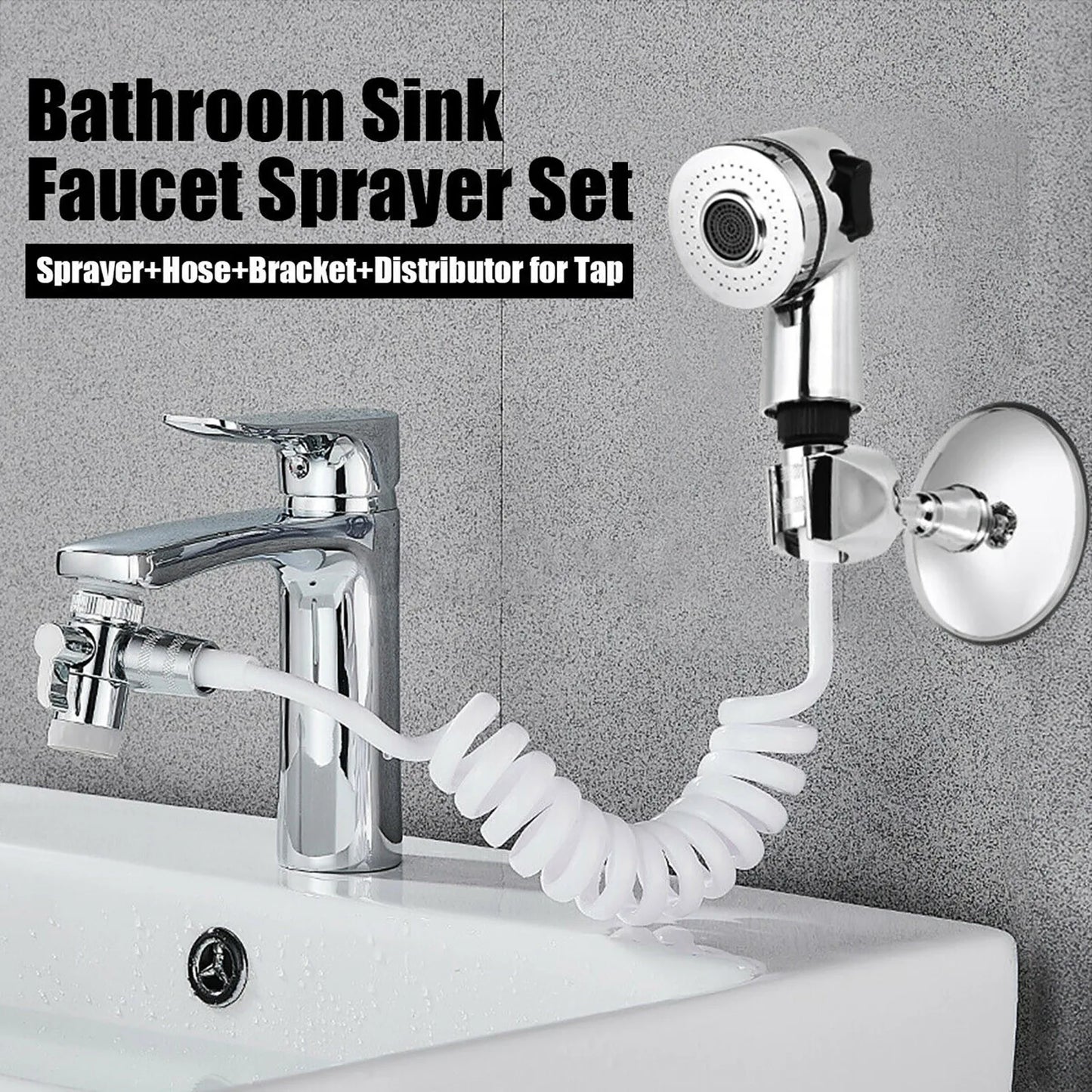 Adjustable Bathroom Sink Faucet Sprayer: Wall-mounted Shower Set with Suction for Easy Install