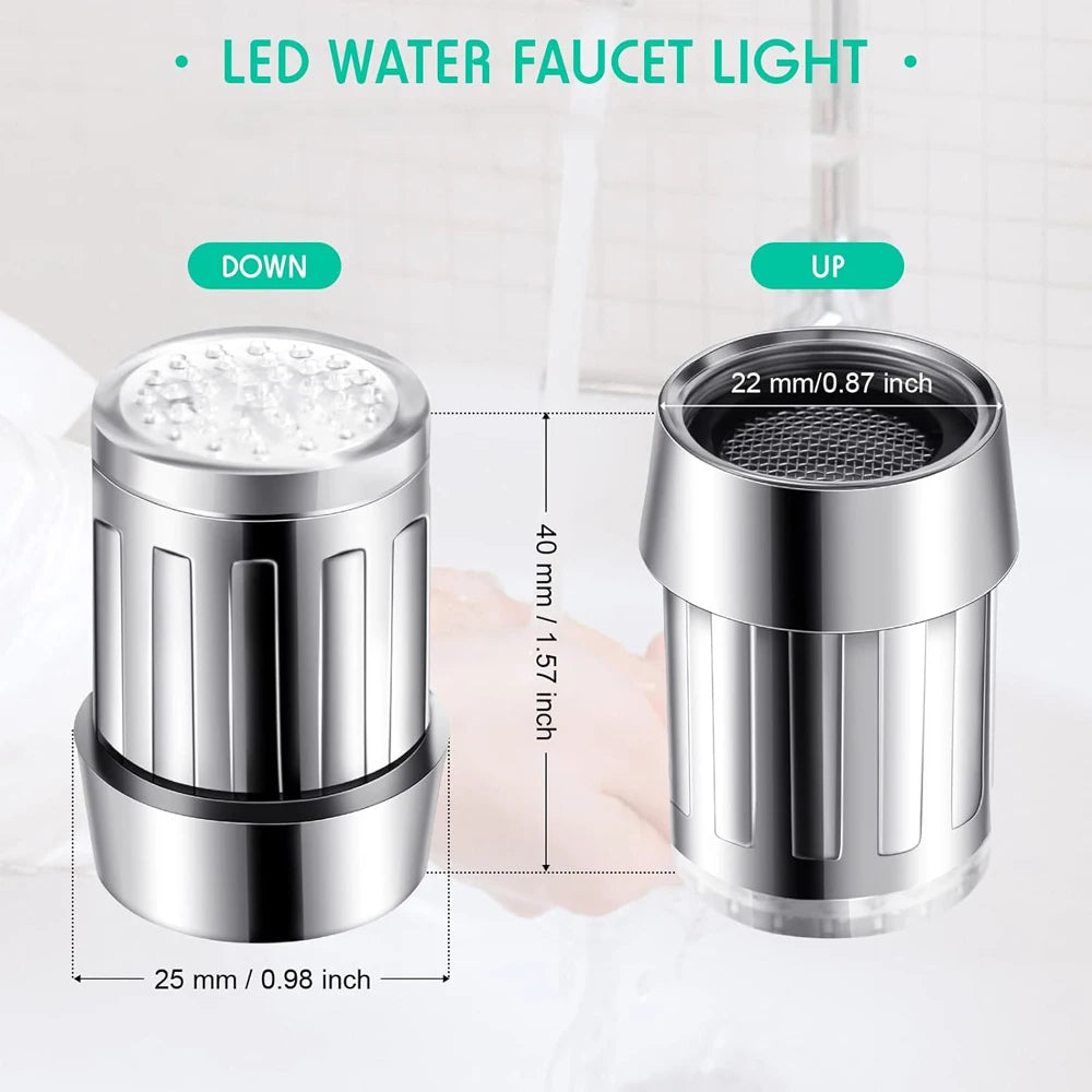 LED Color-Changing Kitchen Tap Aerator: 7-Color Illuminated Water Saver with Filter Nozzle